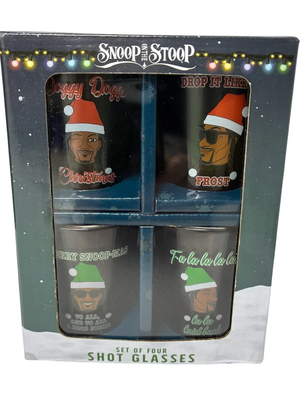Snoop Dogg Snoop on the Stoop Set Of Four Christmas Shot Glasses 1.8 FL OZ